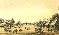 Lukisan perahu di tepi sungai. Rumah Lanting Wikipedia Bahasa Indonesia Ensiklopedia Bebas