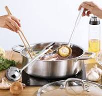 28/32cm Stainless Steel Shabu Shabu Dual Sided Cooking Soup Hot Pot with Lid