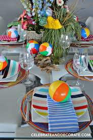 See more ideas about table decorations, table, tablescapes. Setting A Table For A Fun Beach Ball Summer Dinner Summer Table Settings Party Table Settings Beach Table Settings