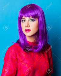 Shop the top 25 most popular 1 at the best prices! Young Girl With Purple Hair And Red Dress On Blue Background Stock Photo Picture And Royalty Free Image Image 96068433