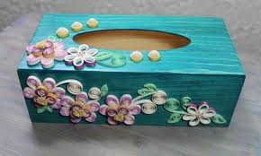 Wooden Paper Tissue Box Quilled Decorative Box Quilled In 2020 Paper Quilling Designs Paper Quilling Patterns Tissue Boxes