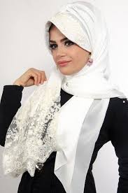 Aise Tesettur Beyaz Dantel Sapkali Sal 1 Modest Dresses Fashion Style