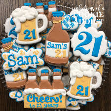 18th Birthday Cookie Cake Ideas 21st Birthday Beer Cookies Beer Cookies 21st Birthday Cake For Guys 21st Bday Cake