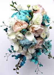 Shop teal and orange flowers black wedding invitations created by customweddingsets. Bridal Bouquet Bridesmaid Bouquet Teal Turquoise Blush White Roses Calla Lilies Ca Bridesmaid Flower Bouquet Green Wedding Flowers Blush Bridal Bouquet