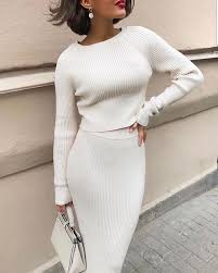 In this section, you can find free skirt knitting patterns. Plain Long Sleeve Knit Top Maxi Skirt Set