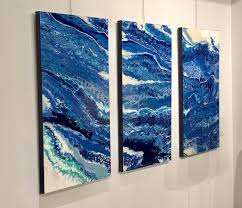 Original Triptych Abstract Acrylic Fluid Painting On Canvas Liquitex Pouring Medium Floetrol Acr Fluid Acrylic Painting Triptych Wall Art Canvas Painting