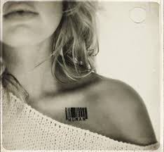 Human Barcode Tattoo On Girl Collarbone By Gilda