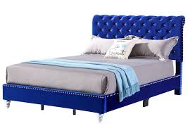 Maybe you would like to learn more about one of these? Cobalt Blue Velvet Micro Suede Tufted Upholstered King Bed Best Buy Furniture And Mattress