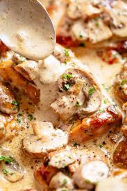 Seared Golden Chicken Thighs In A Thick And Creamy Mushroom Sauce With Garlic H Chicken Thights Recipes Creamy Chicken Recipes Boneless Chicken Thigh Recipes