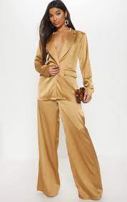 Gold Satin Wide Leg Trouser Wide Leg Trouser Fancy Outfits Catwalk Fashion