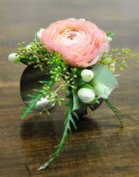 Corsage Cuff With Ranunculus Designed By Hafner Florist Sylvania Ohio Homecoming Flowers Wrist Corsage Prom Prom Flowers