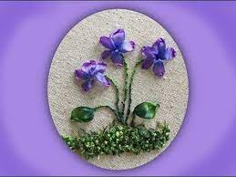 13 How To Embroider A Silk Ribbon Wild Violet Group Youtube Silk Ribbon Silk Ribbon Embroidery Rose Embroidery Pattern