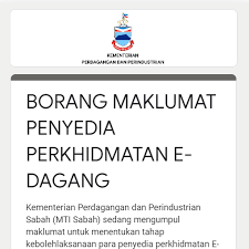 Temukan jawaban yang kamu perlukan di dalam artikel ini! Sabah State Ministry Of Industrial Development On Twitter Anda Penyedia Penyelesaian Edagang Ecommerce Solutions Provider Di Negeri Sabah Sudahkah Anda Mengisi Borang Maklumat Penyedia Perkhidmatan E Dagang Mtisabah Jadilah Sebahagian