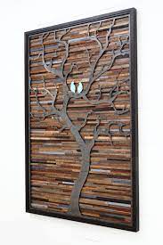 Custom Made Wood Wall Art Made Of Old Barnwood And Natural Distressed Steel Metal Tree Wall Art Steel Wall Art Large Wall Art