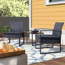 Walnew Patio Furniture Cushioned Pe Rattan Bistro Chairs Set Of 2 With Table 3 Piece Walmart Com In 2020 Balcony Furniture Set Outdoor Wicker Patio Furniture Patio Furniture Sets