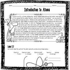 Introduction To Atoms Worksheet Worksheets Atom Atomic Theory