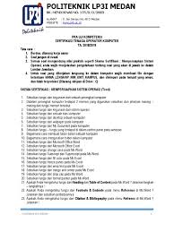 Soal tes blk operator komputer kunci ujian. Soal Pra Uji Kompetensi Operator Komputer New