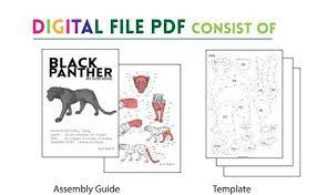 Black Panther Paper Craft Digital Template Origami Pdf Download Diy Low Poly Trophy Sculpture Model Paper Crafts Paper Craft Projects Paper Crafts Diy