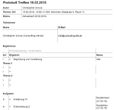 We did not find results for: Besprechungsprotokoll Aufbau Erstellung Vorlage Consulting Life De