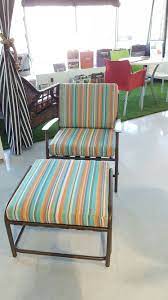 Custom Chair Cushion And Ottoman In Sunbrella Silver State Espadrille Color Caribbea Outdoor Furniture Cushions Lounge Chair Outdoor Clearance Patio Furniture