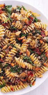 Italian Pasta With Spinach Artichokes Sun Dried Tomatoes Capers Garlic And Pine Nuts Vegetarian Pasta Dishes Pasta Dishes Spinach Pasta