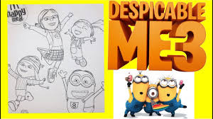 Coloring pages of winnie the pooh characters. Despicable Me 3 Happy Meal Coloring Page Minion Agnes Margo Edith Youtube