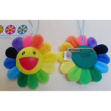 Takashi Murakami Kaikai Kiki Happy Flower 3 Plush Strap Badge Keychain Rainbow Click Image To Review Mo Murakami Flower Rainbow Flowers Handmade Keychains