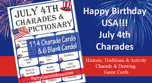 Downloadable and printable list of 4th of july trivia. July 4th Charades Cards Printable Charades Game