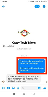 When using the messenger mobile app, the enter or return key will automatically start a new line without sending the message, because there is a separate send button. How To Make A New Paragraph On Facebook Status Comments And Messenger Crazy Tech Tricks