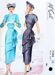 100's of authentic 'wartime recipes' will be recreated and photographed throughout the year of the 1940's experiment. P7345n13 1940s Glamorous Dinner Party Dress Pattern Mccall 7 Vintage Outfits Vintage Dress Patterns Party Dress Patterns