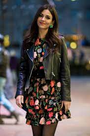 Victoria Justice In Floral Dress And Leather Jacket 01 Victoria Justice Victoria Leather Jacket Girl