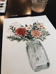 Mason Jar Flower Painting By Natalliaboshard On Vsco Flower Painting Canvas Flower Painting Jar Art