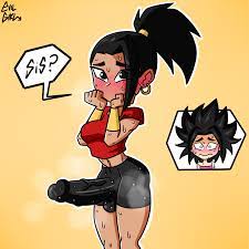 1futa 1girls alternate version at source balls bike shorts  breasts caulifla clothed clothing dialogue dragon ball dragon ball super  embarrassed erection erection under clothes evilgirl female fully clothed  futa