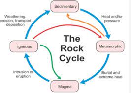 When sediment is buried and cemented together, it becomes a sedimentary rock such as sandstone or shale. Explain The Rock Cycle With The Help Of A Diagram Home Work Help Learn Cbse Forum