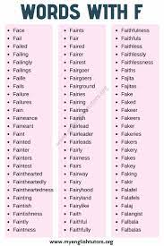 Learn the letter f words for kids at . Words That Start With F List Of 230 F Words In English With Esl Picture My English Tutors