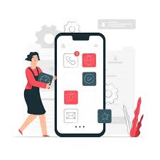 With digitalization many opt to use ebooks and pdfs rather than traditional books and papers. Download Mobile Apps Concept Illustration For Free Ios App Development App Development Android App Development