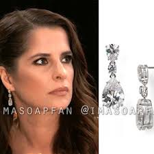 Carly Corinthos's Gold Disc Drop Earrings with Labradorite Stone