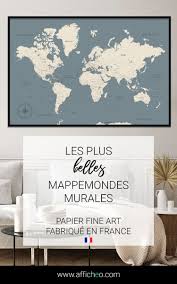 Big Map Of The World With Countries And Capitals In English Detailed Blue Gray World Map Wall Art Print For A Boy Room En 2020 Carte Du Monde Grande Carte Du