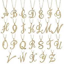 Gold Tone Initial Letter Pendant Necklace Letter Pendent Letter Pendant Necklace Initial Necklace Gold