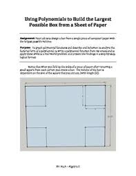 Math Project Algebra 2 Using Polynomials Stem Project Math Projects Polynomials Polynomials Activity