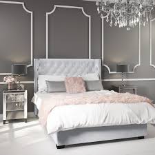 Deep textures and shades playing in this elegant and minimalist bedroom give a distinctive uniqueness. Milania Double Ottoman Bed In Silver Grey Velvet With Curved Headboard Furniture123