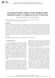 Ririn setyarini, si manis yang seksi. Pdf Promoting Students Higher Order Thinking Skills Through Teacher S Feedback In An Efl Classroom