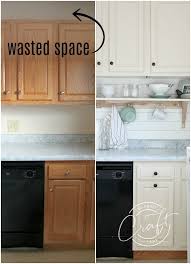 If the cabinet were set off the floor at least 10, then it will give a better floating look. Genius Diy Raising Kitchen Cabinets And Adding An Open Shelf The Crazy Craft Lady