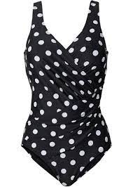 Costume Intero Modellante Bpc Selection Nero Bianco A Pois One Piece Costume Intero Costumi Da Bagno D Epoca