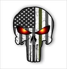 Black And White American Flag With Green Stripe Meaning Military Punisher Green Stripe Sticker Decal Free Shipping Punisher Eye Stickers Punisher Artwork