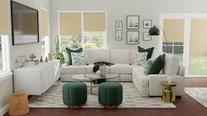 I am pretty sure that this sofa is emerald in color right? Open Plan Modern Glam Emerald Green Living Room By Spacejoy