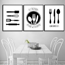 Black and white dining room pictures. Black White Cooking With Love Kitchen Quote Wall Art Canvas Painting Prints Posters Kitchen Dining Room Decoration Picture Ch117 Painting Calligraphy Aliexpress