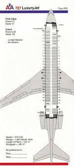 airlines seating charts information seat maps b727 flights