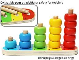 Amazon Com Toys Of Wood Oxford Wooden Stacking Rings Sorting Toy Baby And Counting Game With 15 Rings Coun Baby Learning Toys Stacker Toy Toys For 1 Year Old