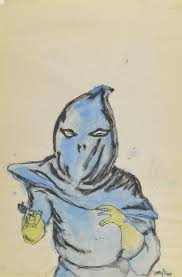 No idea where to go gesture/figure drawing. Untitled Blue Hooded Figure With Gun Works Emuseum